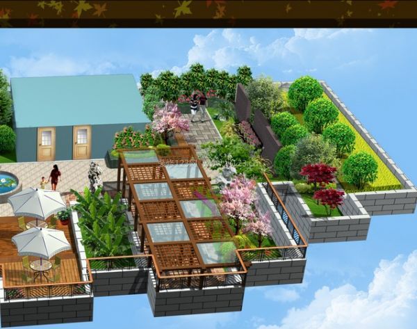 屋頂花園效果圖片